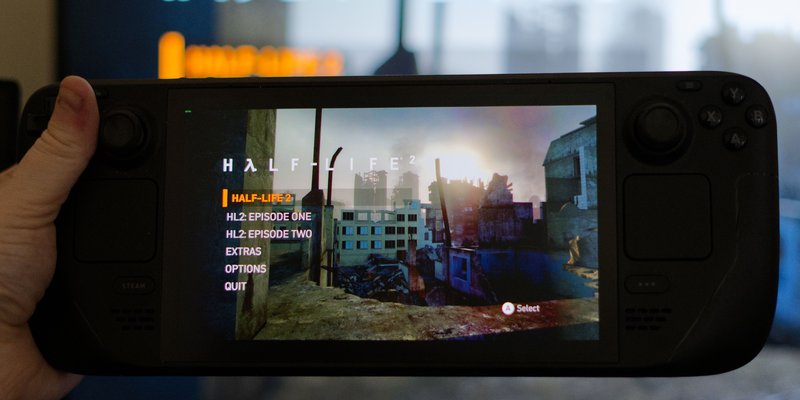Steam Deck used as a Steam Controller via Steam Link, demonstrating local network streaming.