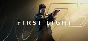Official 007 First Light key art showing James Bond with a pistol against a gold cinematic background.