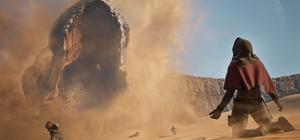 Official Dune: Awakening screenshot from Steam showing survival exploration on Arrakis.